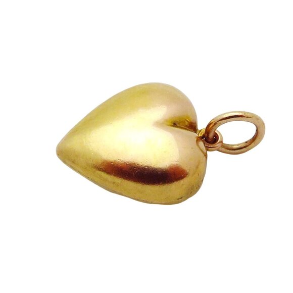 Vintage 14K Yellow Gold Starburst Design Heart with Ruby Charm Pendant - Picture 7 of 8